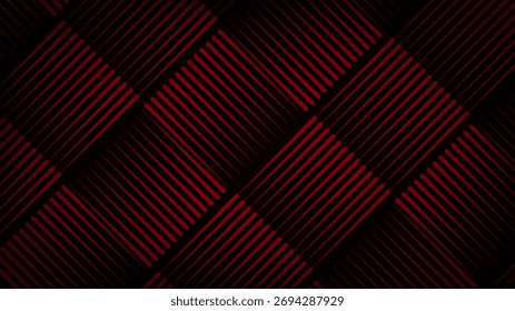 Fondo abstracto moderno con líneas diagonales rojas y negras que crean un patrón geométrico audaz. Perfecto para proyectos de tecnología, lujo y diseño digital.