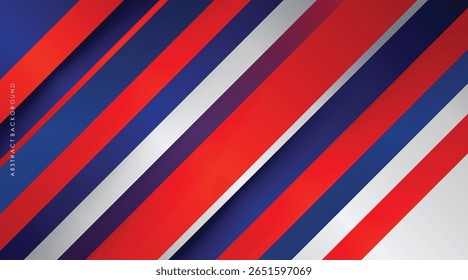 Fondo abstracto moderno rojo, blanco, azul y plata con líneas coloridas