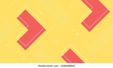 Modern Abstract Background with Retro Memphis Elements and Pastel Red Pink Yellow Color