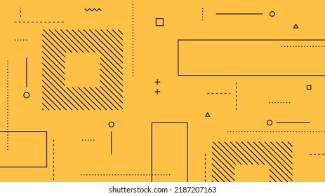 Modern Abstract Background with Retro Memphis Elements and Pastel Yellow Color
