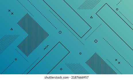 Modern Abstract Background with Retro Memphis Elements and Light Blue Gradient Color