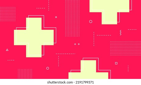 Fondo abstracto moderno con elementos retro memphis y color rojo brillante
