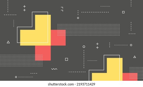 Modern Abstract Background with Retro Memphis Elements and Pastel Gray Pink Yellow Color