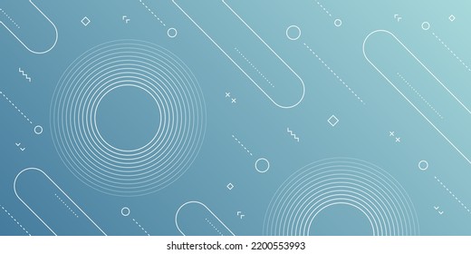 Fondo abstracto moderno con elementos de Memphis retro y color gradiente de pasto azul