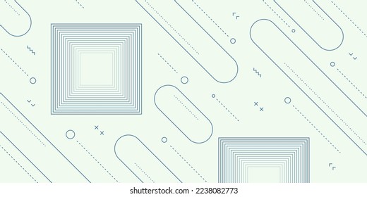 Modern Abstract Background with Retro Memphis Elements and Blue Pastel Color