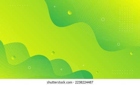 Fondo abstracto moderno con colores de degradado verde retro Memphis vibrantes