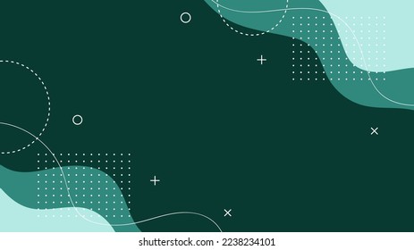Modern Abstract Background with Retro Memphis and Dark Green Pastel Color