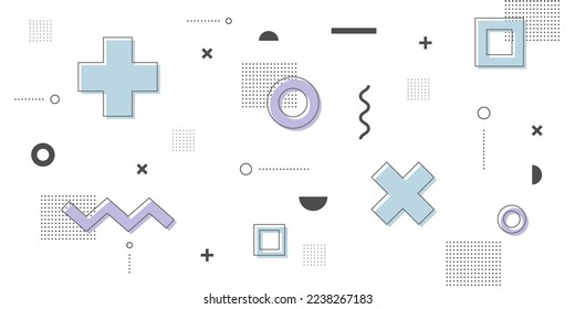 Modern Abstract Background with Retro Memphis Soft White Blue Pastel Color