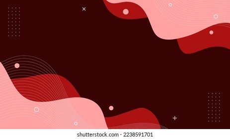 Modern Abstract Background with Retro Memphis Wave Pastel Red Color