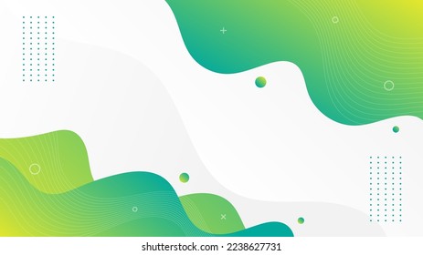 Modern Abstract Background with Retro Memphis Wave Vibrant Yellow Green Tosca Gradient Color