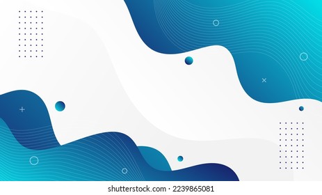 Modern Abstract Background with Retro Memphis Wave Vibrant Blue Gradient Color
