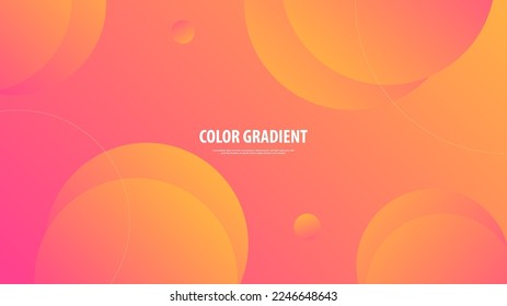 Fondo abstracto moderno Retro Memphis formas redondeadas Líneas de forma de círculo movimiento y color degradado naranja rosado