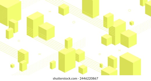 Fondo Abstractas moderno con Elementos retro de Memphis y color amarillo verde pastel blanco