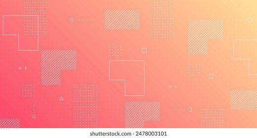Fondo Abstractas moderno con Elementos retro de Memphis y color pastel de degradado blanco naranja melocotón rojo