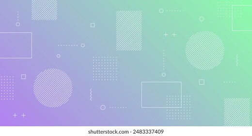 Fondo Abstractas moderno con Elementos retro de Memphis y azul púrpura verde blanco degradado color pastel