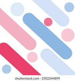 Moderner abstrakter Hintergrund mit Retro-Memphis und blau-roten rosafarbenen Diagonallinien