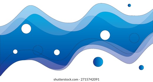 Modern Abstract Background with Retro Memphis Wave Fluid Liquid Blue Color