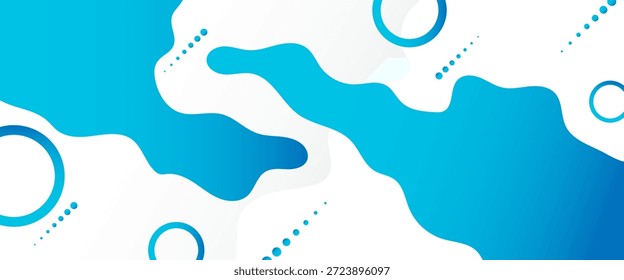 Modern Abstract Background with Retro Memphis Element and Fluid Liquid Vibrant Blue Gradient Color