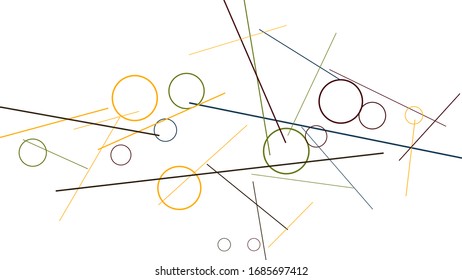  Modern Abstract Background with Rings and Lines. Vector Texture in Trendy Minimalistic Style
