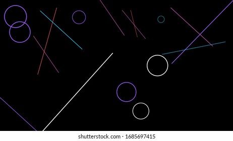  Modern Abstract Background with Rings and Lines. Vector Texture in Trendy Minimalistic Style
