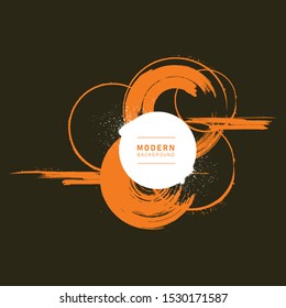 modern abstract background round brush stroke vector. Vector beautiful handmade splash and strokes background.