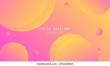 Modern Abstract Background Round Circle Retro Memphis Lines Fluid Liquid Motion and Pink Purple Orange Gradient Color
