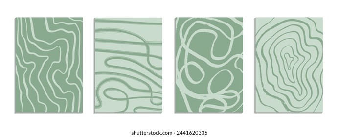 Modern abstract background sage green template for social media, poster, postcard, wall art etc. Abstract shapes and lines. Vector illustration