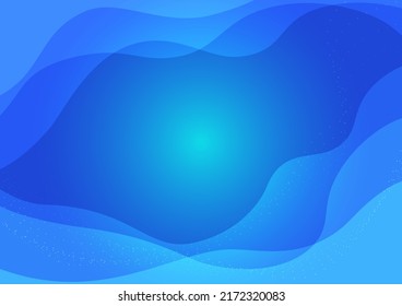 Modern Abstract Background Sea Marine Wave, Blue Curve Organic Shape and Glowing Light Particle, Summer Ocean and Sky, Fun and Creativity Concept, Trendy Backdrop