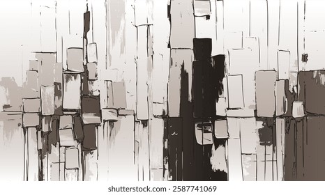 Modern abstract background, sepia color paint, blending textured forms with bold paint strokes, offering a timeless perspective on urban painting
