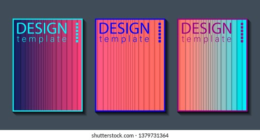 Modern abstract background. Set of covers with papercut effect. Colorful living coral gradient design template. Vector illustration Eps10