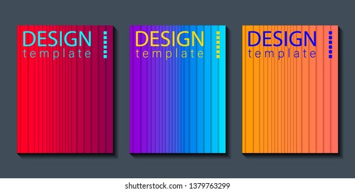 Modern abstract background. Set of covers with paper cut out effect. Colorful gradient design template. Vector illustration Eps10