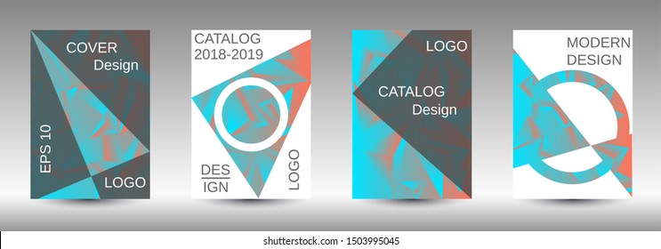 Modern abstract background. A set of modern abstract covers. Creative blue triangle element vector. Geometric booklet cover template design.