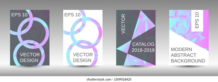 Modern abstract background. A set of modern abstract covers. Creative blue triangle element vector. Geometric booklet cover template design.