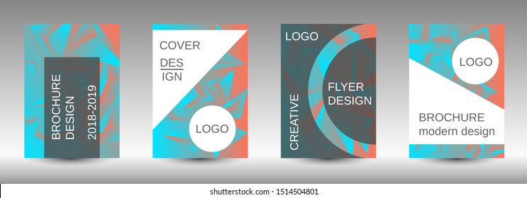 Modern abstract background. A set of modern abstract covers. Creative blue triangle element vector. Geometric booklet cover template design.