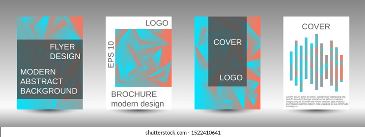 Modern abstract background. A set of modern abstract covers. Creative blue triangle element vector. Geometric booklet cover template design.