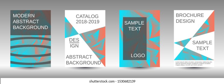 Modern abstract background. A set of modern abstract covers. Creative blue triangle element vector. Geometric booklet cover template design.