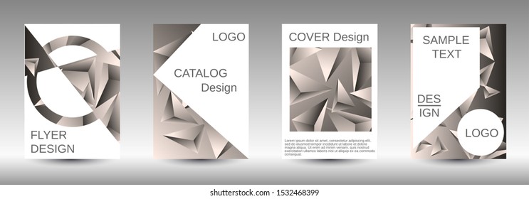 Modern abstract background. A set of modern abstract covers. Creative beige triangle element vector. Geometric booklet cover template design.
