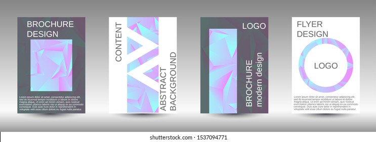 Modern abstract background. A set of modern abstract covers. Creative blue triangle element vector. Geometric booklet cover template design.