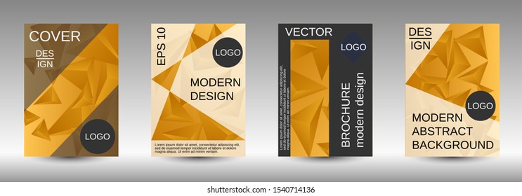 Modern abstract background. A set of modern abstract covers. Creative yellow triangle element vector. Geometric booklet cover template design.