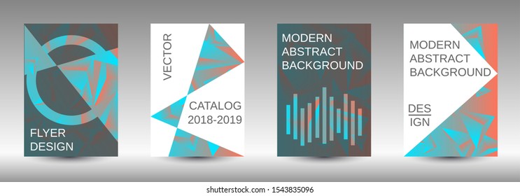 Modern abstract background. A set of modern abstract covers. Creative blue triangle element vector. Geometric booklet cover template design.