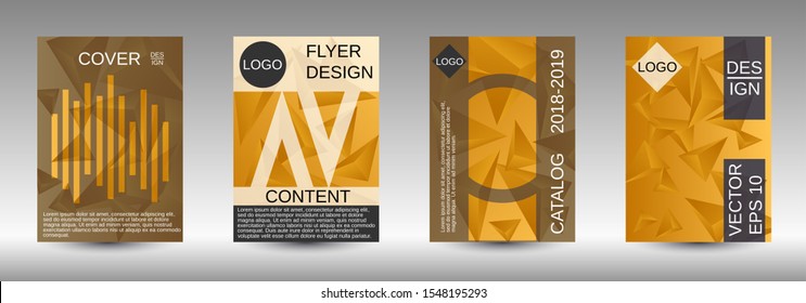Modern abstract background. A set of modern abstract covers. Creative yellow triangle element vector. Geometric booklet cover template design.