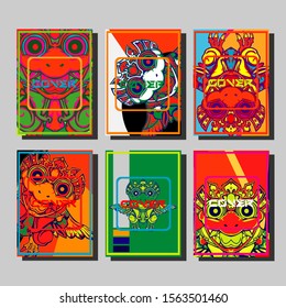Modern abstract background. A set of modern abstract covers. Creative popart triangle element vector. Geometric booklet cover template design.