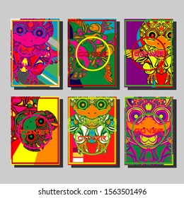 Modern abstract background. A set of modern abstract covers. Creative popart triangle element vector. Geometric booklet cover template design.