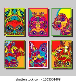 Modern abstract background. A set of modern abstract covers. Creative popart triangle element vector. Geometric booklet cover template design.