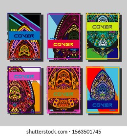 Modern abstract background. A set of modern abstract covers. Creative popart triangle element vector. Geometric booklet cover template design.