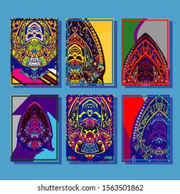 Modern abstract background. A set of modern abstract covers. Creative popart triangle element vector. Geometric booklet cover template design.