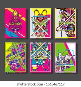 Modern abstract background. A set of modern abstract covers. Creative popart triangle element vector. Geometric booklet cover template design.
