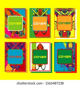 Modern abstract background. A set of modern abstract covers. Creative popart triangle element vector. Geometric booklet cover template design.
