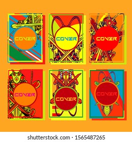 Modern abstract background. A set of modern abstract covers. Creative popart triangle element vector. Geometric booklet cover template design.