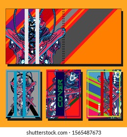 Modern abstract background. A set of modern abstract covers. Creative popart triangle element vector. Geometric booklet cover template design.